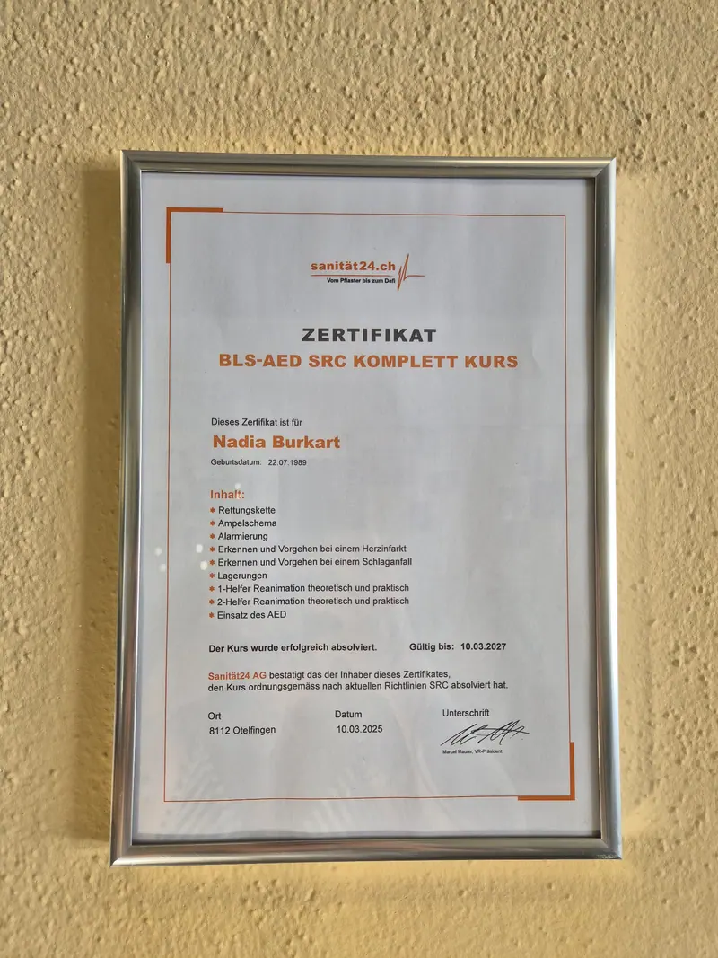 Zertifikat BLS-AED SRC Komplettkurs
